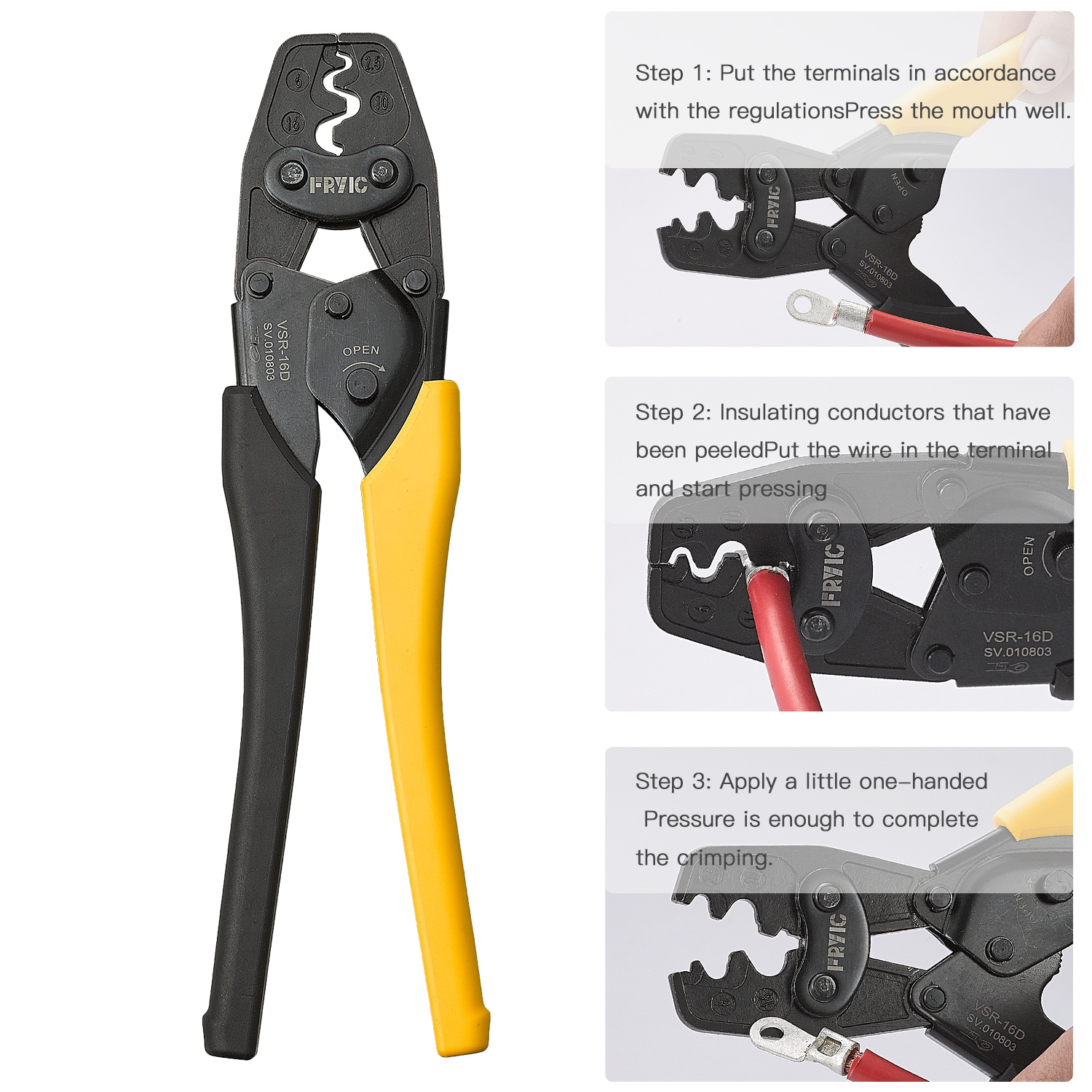 Ratchet Terminal Crimping Tools VSR-16D Used for 14-2 AWG Non-insulated Copper Terminals Crimping Plier