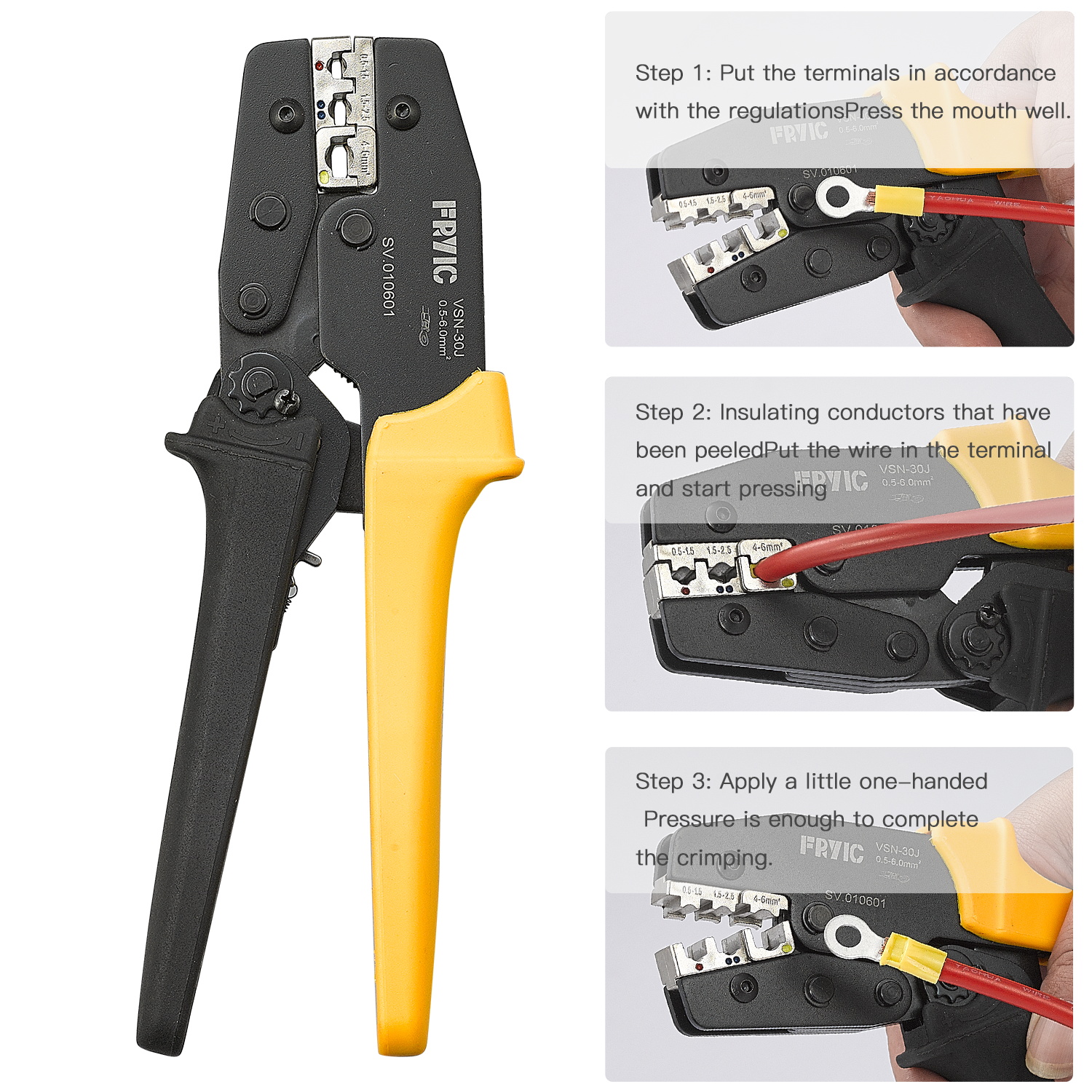 Ratchet Crimping Plier VSN-30J Used for 20-10 AWG Insulated Terminal Crimping Tool 