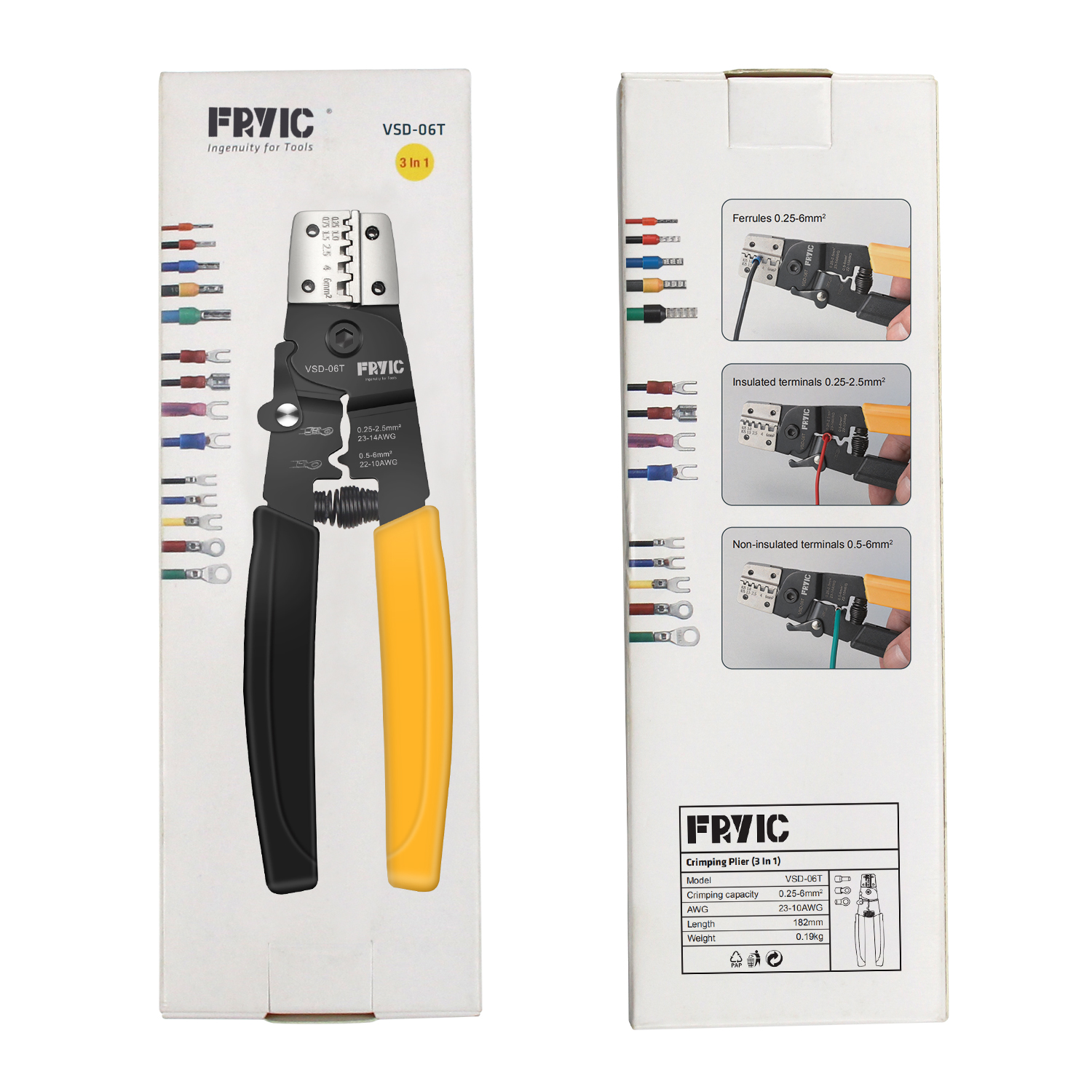 Multifunction 3 In 1 Mini Self-adjusting Crimping Plier VSD-06T Used for AWG23-10 Ferrules and Terminals Crimping Tools