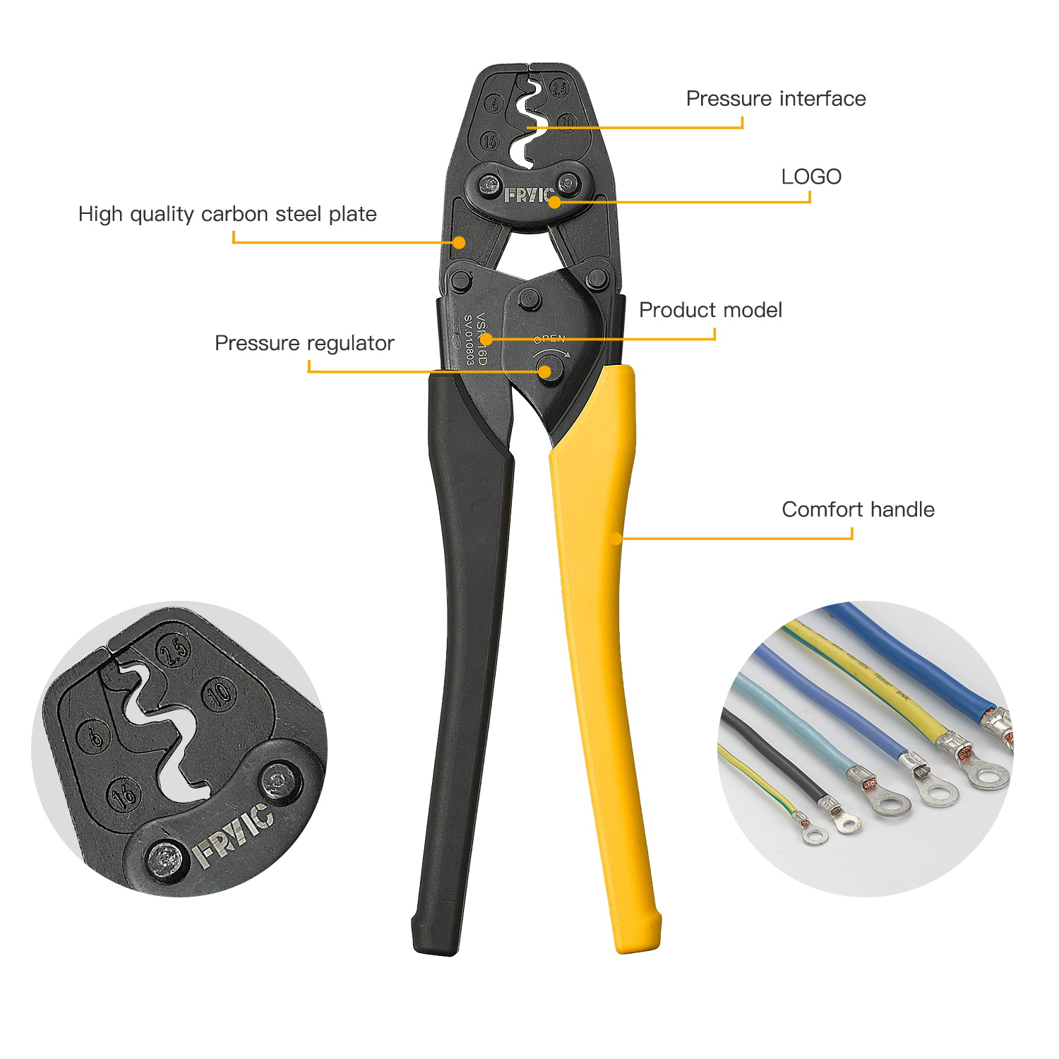 Ratchet Terminal Crimping Tools VSR-16D Used for 14-2 AWG Non-insulated Copper Terminals Crimping Plier